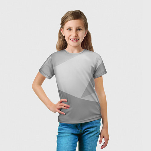 Детская футболка Геометрические серые фигуры / 3D-принт – фото 5