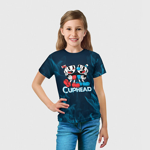 Детская футболка Cuphead синий огонь / 3D-принт – фото 5