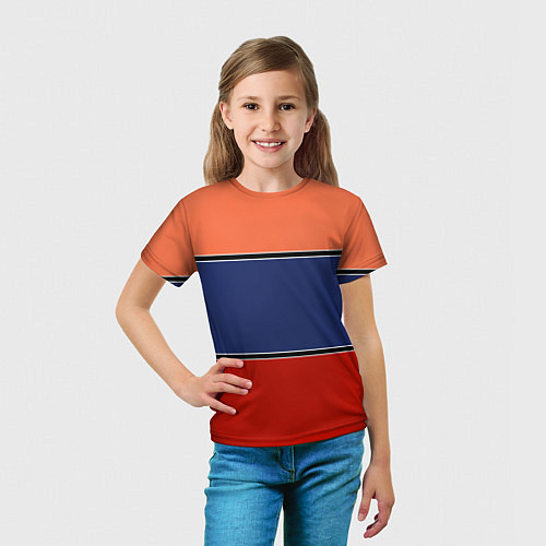 Детская футболка Combined pattern striped orange red blue / 3D-принт – фото 5