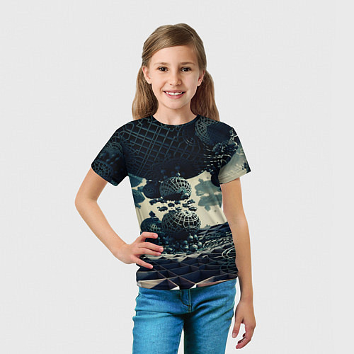 Детская футболка Трехмерный готический фрактал / 3D-принт – фото 5