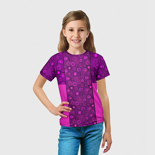 Детская футболка Розовый комбинированный неоновый узор / 3D-принт – фото 5