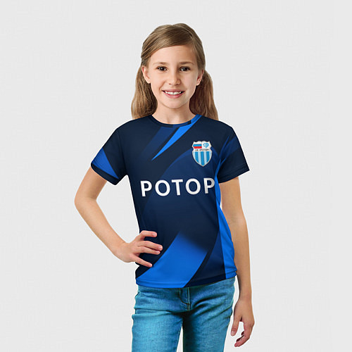 Детская футболка ФК Ротор - Волгоградский клуб - Синяя / 3D-принт – фото 5