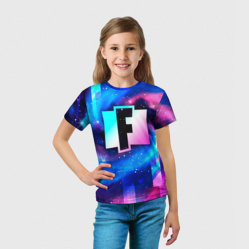 Детская футболка Fortnite неоновый космос / 3D-принт – фото 5