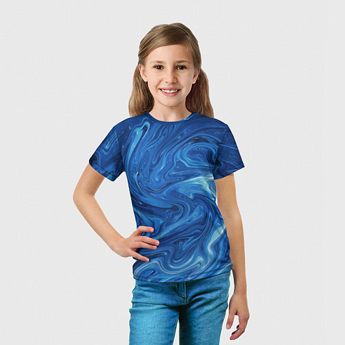 Детская футболка Волновые разводы на поверхности воды / 3D-принт – фото 5