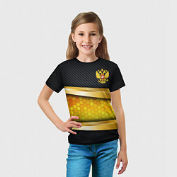 Футболка детская Black & gold - герб России, цвет: 3D-принт — фото 2