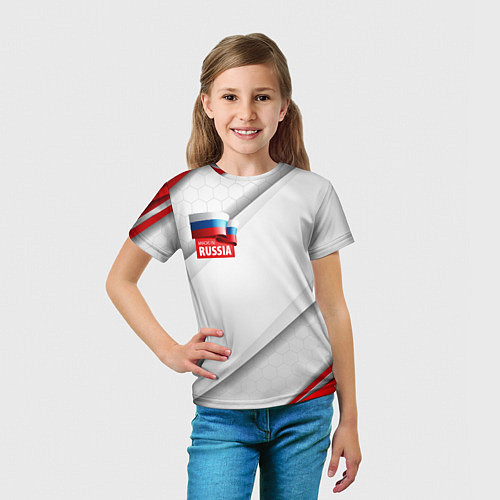 Детская футболка Red & white флаг России / 3D-принт – фото 5