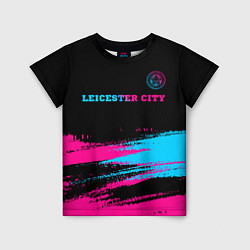 Футболка детская Leicester City - neon gradient: символ сверху, цвет: 3D-принт