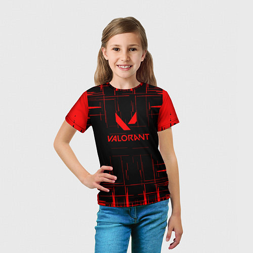 Детская футболка Valorant красные полосы / 3D-принт – фото 5