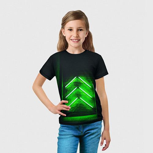 Детская футболка Неоновые зелёные стрелки во тьме / 3D-принт – фото 5
