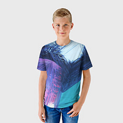 Футболка детская Абстрактные ледяные кубы - Розовый и синий, цвет: 3D-принт — фото 2