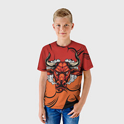 Футболка детская Красный бычара, цвет: 3D-принт — фото 2
