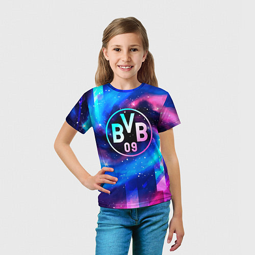 Детская футболка Borussia неоновый космос / 3D-принт – фото 5