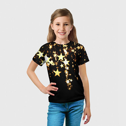 Детская футболка Золотые праздничные звезды / 3D-принт – фото 5