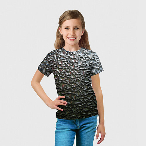 Детская футболка Неровная металлическая поверхность / 3D-принт – фото 5