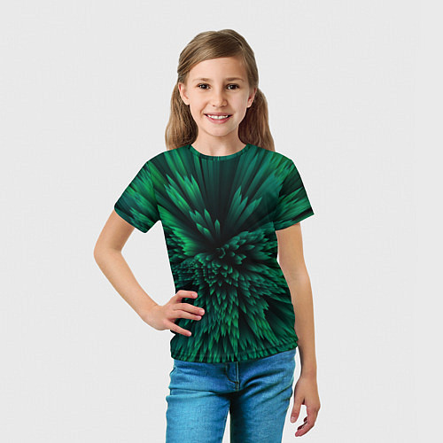 Детская футболка Объёмные острые зелёные фигуры / 3D-принт – фото 5
