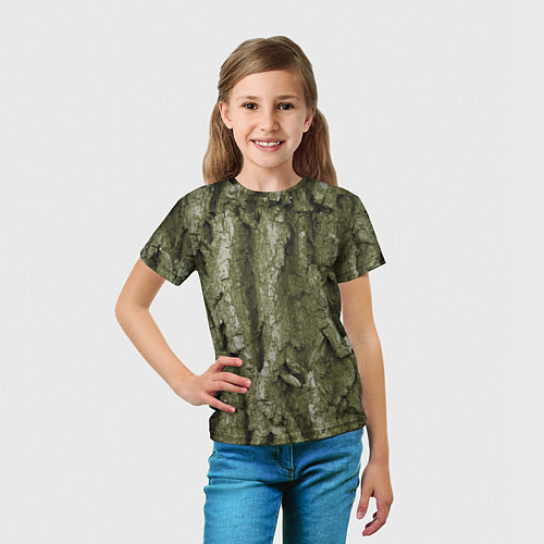 Детская футболка Кора дуба - текстура / 3D-принт – фото 5