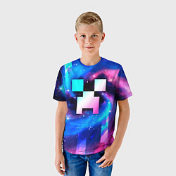 Футболка детская Minecraft неоновый космос, цвет: 3D-принт — фото 2