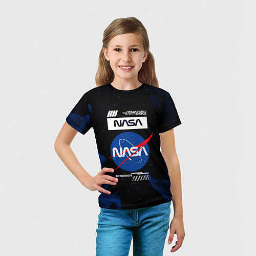 Детская футболка Nasa - синее пламя / 3D-принт – фото 5