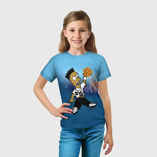 Детская футболка Bart Jordan Simpson забивает мяч в кольцо / 3D-принт – фото 5