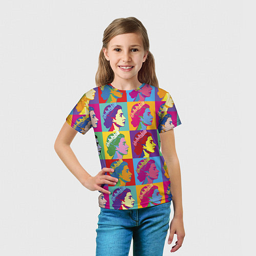 Детская футболка Елизавета II Поп-арт / 3D-принт – фото 5