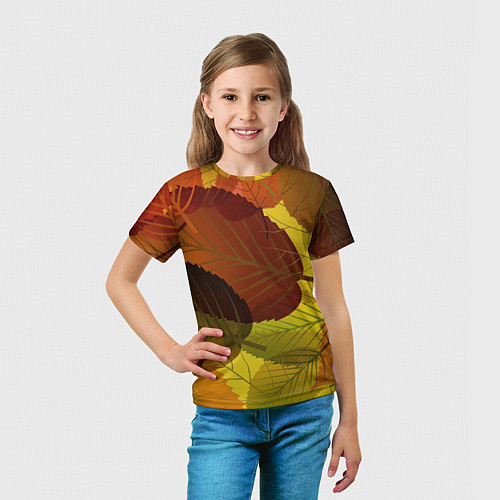 Детская футболка Осенние крупные листья / 3D-принт – фото 5