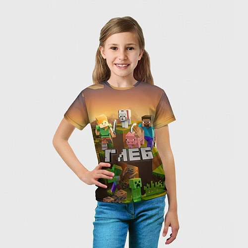 Детская футболка Глеб Minecraft / 3D-принт – фото 5