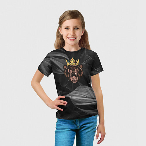Детская футболка Русский Царь зверей Медведь / 3D-принт – фото 5