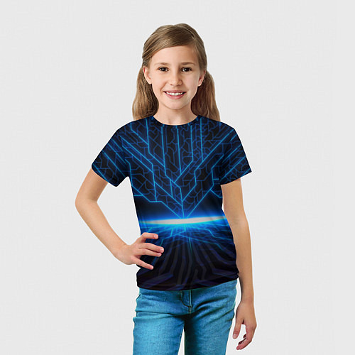 Детская футболка Цифровые молнии / 3D-принт – фото 5