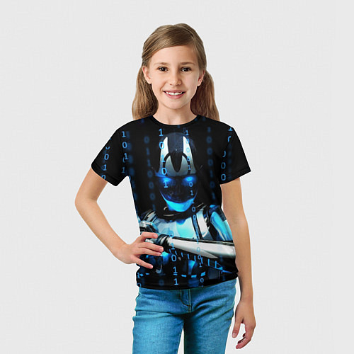 Детская футболка Киборг с бинарным кодом / 3D-принт – фото 5