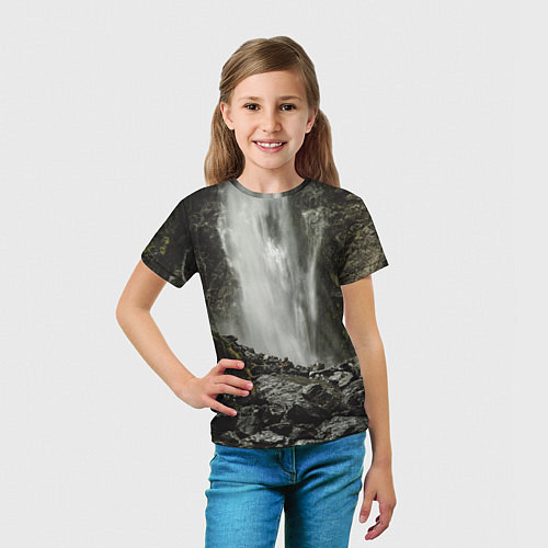 Детская футболка Водопад между скал / 3D-принт – фото 5