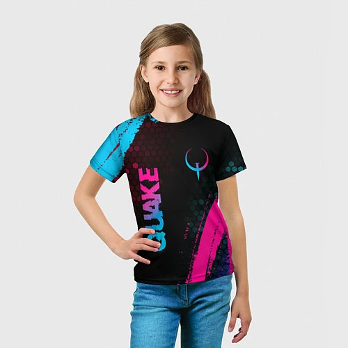 Детская футболка Quake - neon gradient: надпись, символ / 3D-принт – фото 5