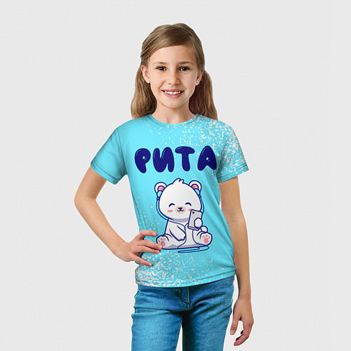 Детская футболка Рита белый мишка / 3D-принт – фото 5