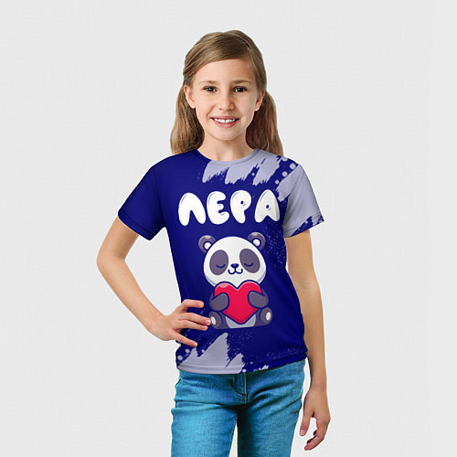 Детская футболка Лера панда с сердечком / 3D-принт – фото 5