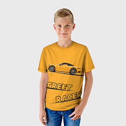 Футболка детская Желтая машинка street racer, цвет: 3D-принт — фото 2