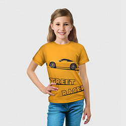 Футболка детская Желтая машинка street racer, цвет: 3D-принт — фото 2