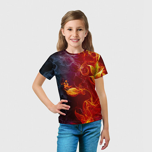 Детская футболка Огненный цветок с дымом / 3D-принт – фото 5