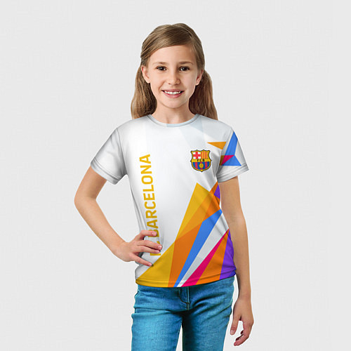 Детская футболка Barcelona абстракция цветные геометрии / 3D-принт – фото 5