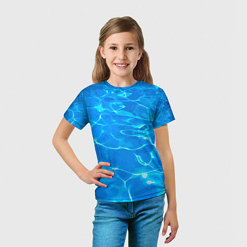 Детская футболка Абстрактные волны бассейна - текстура / 3D-принт – фото 5