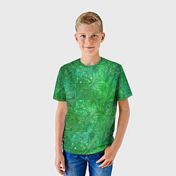 Футболка детская Узорчатый зеленый стеклоблок имитация, цвет: 3D-принт — фото 2