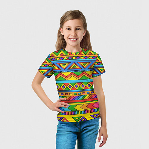 Детская футболка Красивый цветной орнамент / 3D-принт – фото 5