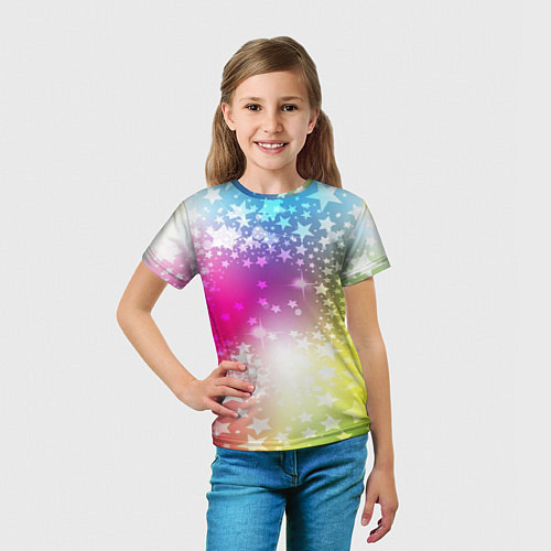Детская футболка Звезды на радужном фоне / 3D-принт – фото 5
