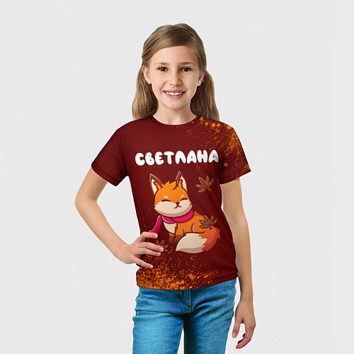 Детская футболка Светлана осенняя лисичка / 3D-принт – фото 5