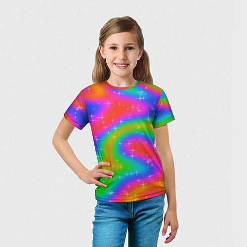 Детская футболка Световые блики на радужном фоне / 3D-принт – фото 5