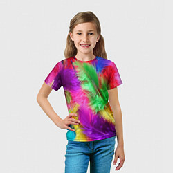 Футболка детская Яркие разноцветные перья, цвет: 3D-принт — фото 2