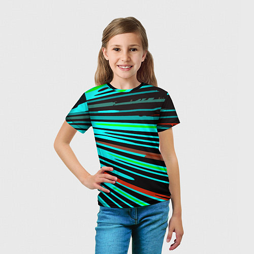 Детская футболка Расходящиеся неоновые лучи / 3D-принт – фото 5