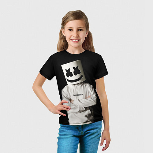 Детская футболка Marshmello на чёрном фоне / 3D-принт – фото 5