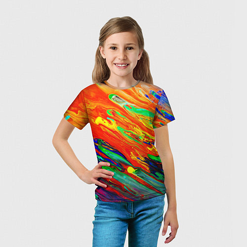 Детская футболка Неоновый градиент красок / 3D-принт – фото 5
