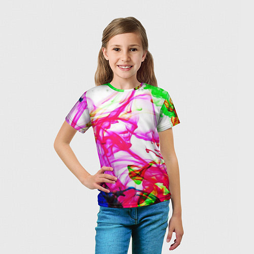 Детская футболка Неоновые краски в воде / 3D-принт – фото 5