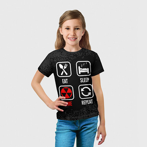 Детская футболка Eat, sleep, Fallout, repeat / 3D-принт – фото 5