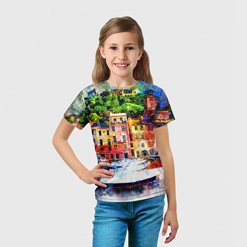 Детская футболка Картина красочный город / 3D-принт – фото 5